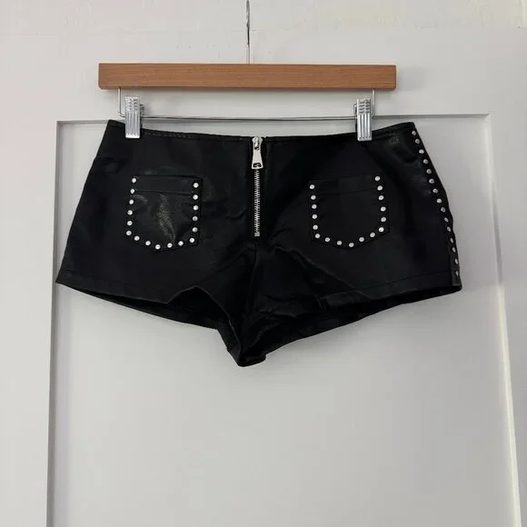 EUC Edikted Studded Faux Leather Micro Shorts - Picture 6 of 7